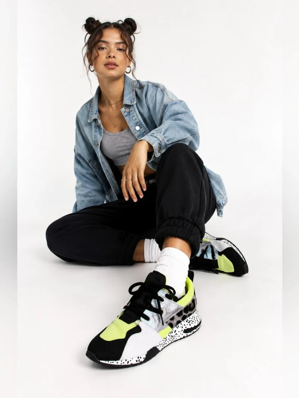 Steve Madden Neon Yellow Black Chunky Sneakers, Women’s 11